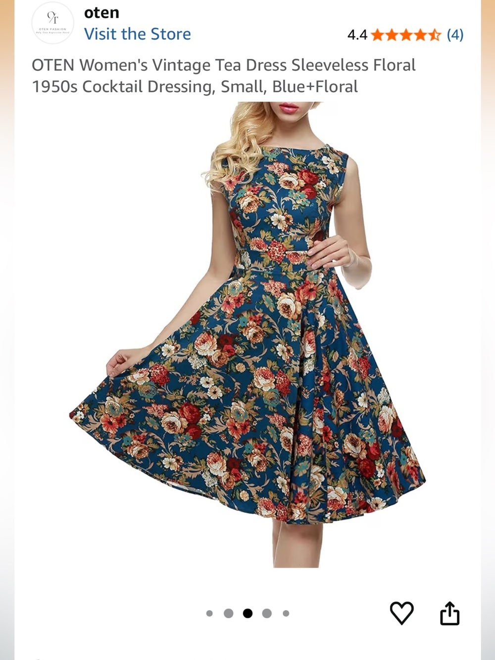 NWT Oten Women’s Vintage-Style Tea Dress - Picture 6 of 13